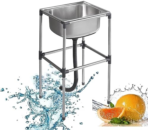 Évier de Cuisine Autonome, Evier Utilitaire en Acier Inoxydable, L'Évier de Bassin Évier À Cuve Unique, Pour Extérieur Intérieur, Buanderie, Arrière-Cour, Garage (Size : 52x38x75cm/20.4x15x29.5in)