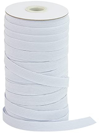 BOKFJBP Bande élastique 12 mm de large - 50 mètres de ruban élastique blanc pour couture, tissu, pour la maison, DIY, artisanat, tissus, pantalons - Ne se déforme pas facilement