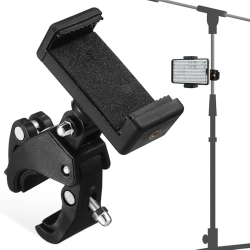 Milisten Mic Stand Phone Holder, Clip Microphone Arm Mount Clamp 180° Rotation Bike Cellphone Holder for Live Broadcast, Recording, Riding