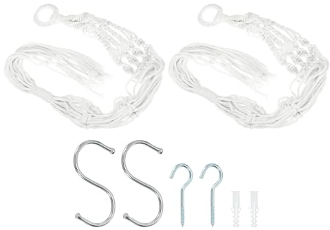 PATIKIL Makramee Hängende Pflanzgefäße 2 Pack 31 Handgemachte Hängepflanze Halter Blumentopf Hänger Blumentopf Hänger für Innen Außen Dekor Weiß