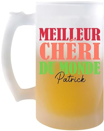 Planetee Chope Patrick Meilleur Chéri au Monde | Verre à Bière Pression Pinte Couple Saint Valentin Mariage Fiançailles Anniversaire Cadeau Romantique
