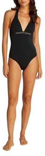 Tommy Hilfiger Costume da Bagno Donna One Piece Allacciatura sul Collo, Nero (Black), S