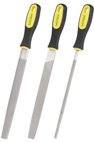 LUAMY Juego de limas de metal, 3 limas de acero al carbono T12 con dientes de doble cara de 8 pulgadas, redondos, semicirculares, formas planas para carpintería profesional y bricolaje, metalurgia