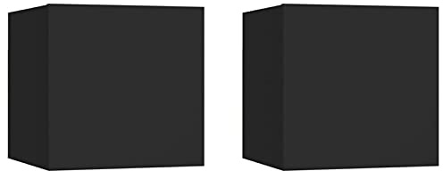 Homgoday Comodini - Set di 2 comodini, 30,5 x 30 x 30 cm, truciolato, con scomparto con porta, armadio laterale per ripostiglio, comodino sospeso per camera da letto