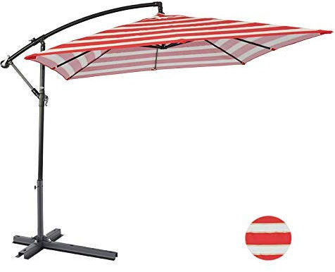 NSTVVEE Gartenschirm Sonnenschirm Außenschirm, Verstellbarer Sonnenschutzschirm, Gartenterrassen-Sonnenschirme, Faltbarer Terrassenschirm, Strandschirm, Marktschirm, 2,4 M Durchmesser (Rot