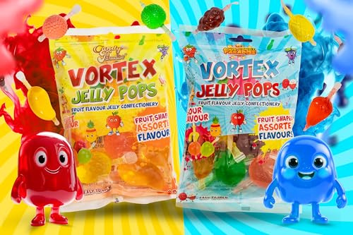 Candy Paradise Halal Sour Vortex Jelly Pops 315g and Vortex - Fruits - TikTok Jelly - Fruity Pops - Ice pops Bundle (1 Sour + 1 Regular)