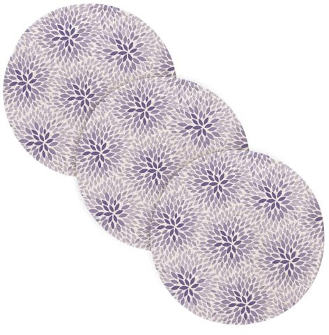 Set di 3 sottopentola da tavola per piatti caldi, 38,1 cm, in filo di cotone, per pentole e pentole, protegge i fiori lilla, motivo astratto viola
