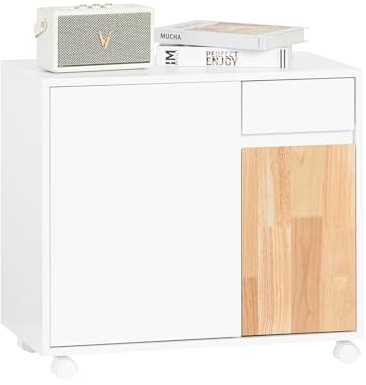 SoBuy Aktenschrank Aktenschrankwagen Druckertisch Druckerständer Rollcontainer Lagerschrank Schrank für Büro Weiß BHT ca. 65x58x35cm ASK04-WN