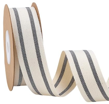 PH PandaHall 9m Nastro di Cotone Nastro a Righe Nero 2.5cm Fettuccia di Cotone Nastri Da Fattoria Tessuto A Righe per Confezioni Regalo Decorazioni per la Casa Artigianato Fai Da Te Bouquet
