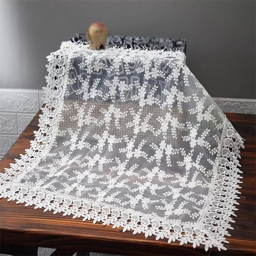 Tischsets mit Floraler Stickerei und Spitze, 2er-Set, Quadratische Französische Häkeldeckchen, 65 cm, zur Tischdekoration