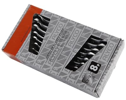 Zarivy Juego de 8 llaves fijas 6x7-20x22 con acabado naranja, ideales para mantenimiento, reparación y ajustes en mecánica y bricolaje.