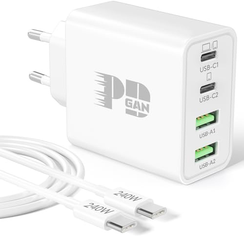 65W USB C Ladegerät, 4-Port GaN Netzteil PD/PPS Schnellladegerät Charger
