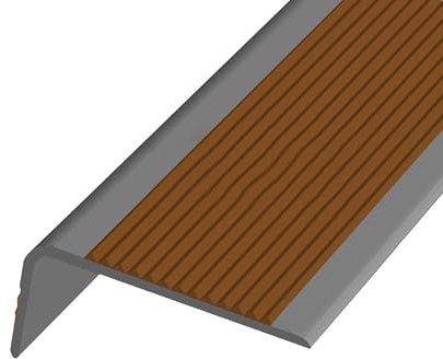 KUKIXKK Treppenkantenprofil Selbstklebend – Kantenschutz aus Vinyl, Treppenprofil Selbstklebender, Stufenkantenprofil, Kantenprofil, Antirutschstreifen, Breite: 3,5 x7cm(Brown Gray,40in/1m)