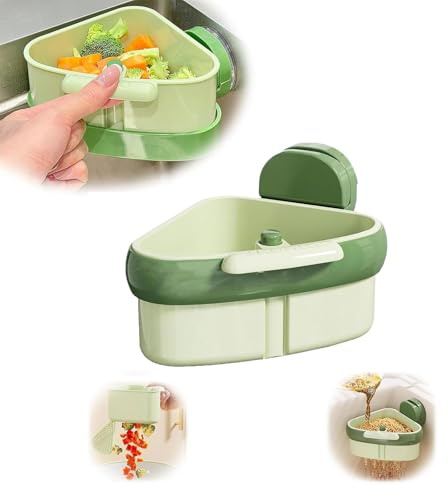 WSDFTQ Sink Food Catcher, Food Catcher Skin, 12x12x10cm Green Drain Basket, Sponge Holder for Kitchen Sink, Efficient Food Waste Catcher, Compact Sink Caddy for All Kitchen Needs