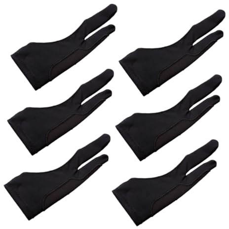 Homoyoyo 6Pcs Two Finger Drawing Gloves Breathable Elastic Anti-Smudge Tablet Sketching Gloves for Left and Right Hand Digital Art and Painting Use