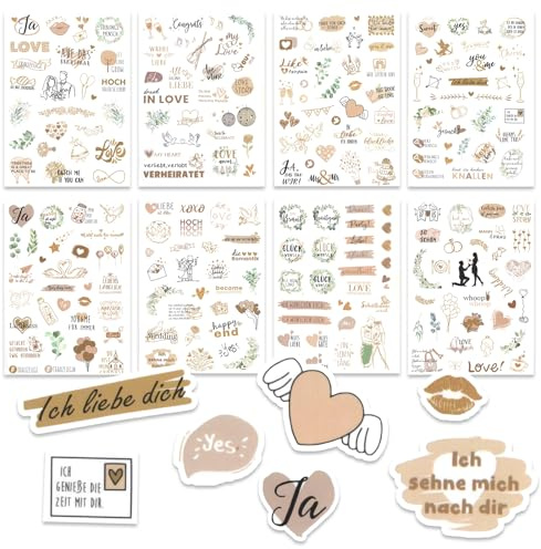 Sticker Hochzeit Gästebuch,230 Stück Aufkleber Hochzeit,Hochzeitssticker Set Zum Dekorieren Von Fotoalben, Gästebüchern, Kalendern, Scrapbooks,Hochzeitsaufkleber 8 Bögen Mit Transparentem Hintergrund