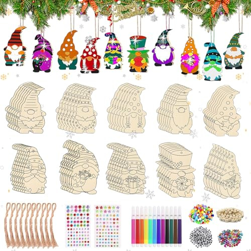 Holzanhänger Weihnachten zum Bemalen, 354PCS Bastelset Weihnachte-n für Kinder, Holzanhänger zum Bemalen W-eihnachten, DIY Weihnachtsdekoration Holz, Weihnachtsdeko Anhänger, Christbaumschmuck DIY