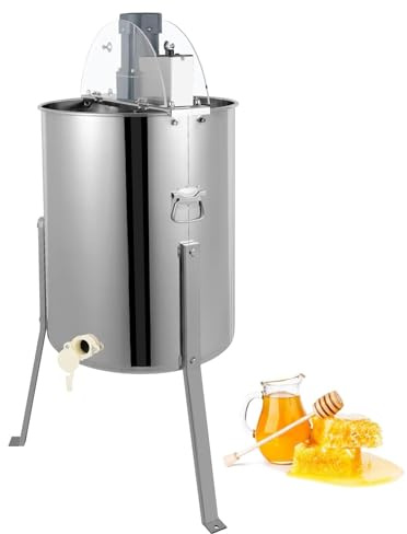SXXZYAZJ Electric 4-Frame Honey Extractor – Stainless Steel Beekeeping Equipment with Clear Lid & Quiet Motor – Fast & Efficient Honey Spinner for Bee Farmers & Hobbyists