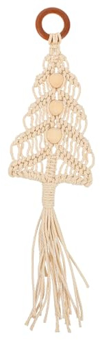 BESPORTBLE Hand Knitted Xmas Pendant Brown Wood Ring Christmas Tree Hanging Ornament Festival Decor for Holiday Party Home Decoration