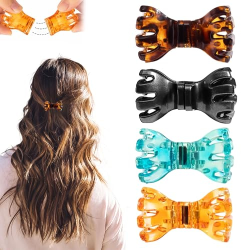 BelleVive 4 pièces nouvelles barrettes magnétiques, maintien solide, pinces à cheveux magnétiques antidérapantes, connexion sans couture, pour tous types de cheveux, design épuré, sans tirer,