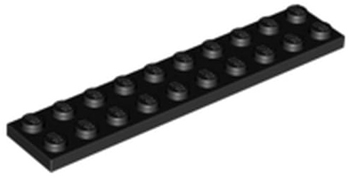 LEGO Plate 2 x 10, Part 3832, Part 3832, Choose Your Colour (Black, 2, count)