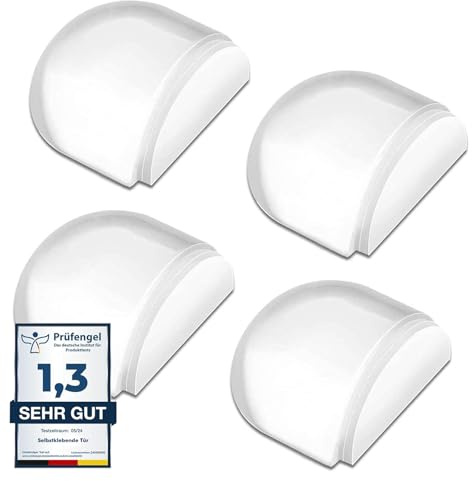 LINKWAY Lot de 4 Butoir de Porte Sol Autocollant - Butée de Porte Transparente en Silicone, Protection Murale Invisible, Arrêt de Porte Silencieux pour Tous Sols