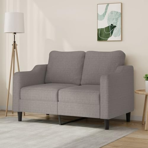 Kaloriko Sofá de 2 plazas de tela pardo de 120 cm de ancho, estructura de metal resistente, transpirable y duradera, sofá de salón, cómodo conjunto de tapicería para oficina y habitación de invitados