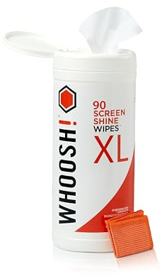 WHOOSH! Screen Shine 90 Salviette Schermo Per Auto, TV, Laptop, MacBook E OLED Con Panno Microsuede – Senza Pelucchi, Non Abrasive, Senza Aloni Salviette Occhiali Pulizia