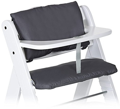 hauck 2-tlg. Deluxe Sitzkissen für Alpha Hochstuhl - Sitzpolster/Sitzauflage/Sitzverkleinerer/Hochstuhlauflage (Grau)