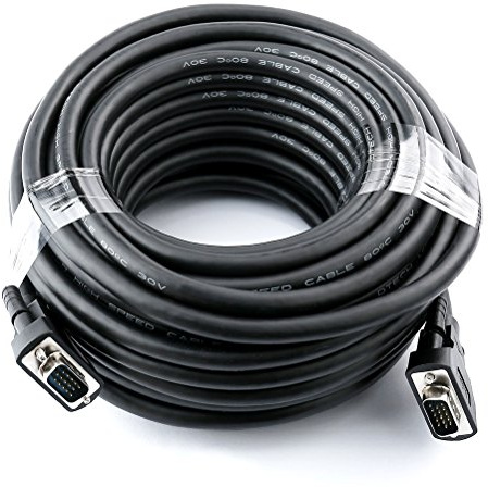DTECH 75ft VGA Cable Male to Male with Ferrites Screws 1080p High Resolution for Computer Monitor Projector