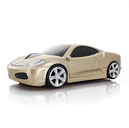 ECOiNVA Souris optique sans fil pour ordinateur portable FLL 2,4 GHz Motif voiture de sport Doré