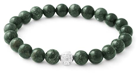 BERGERLIN Naturstein Perlenarmband Damen Herren, 8mm, 925 Silber | Naturstein Armband Damen 8mm: echte Heilsteine, 925 Silberperle mit Mantra – vom deutschen Prüflabor bestätigt.