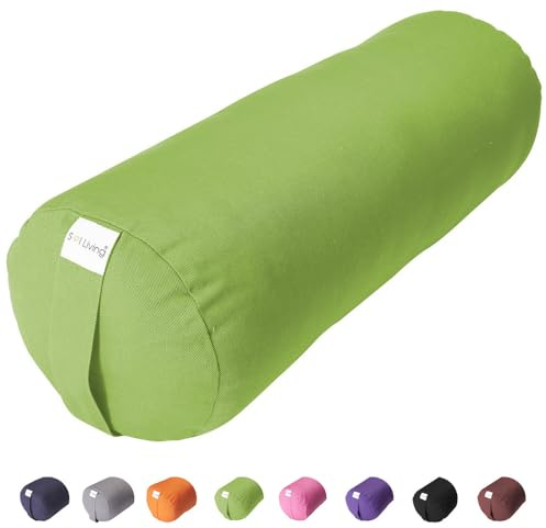 Sol Living Yoga Bolster Pillow for Restorative Yoga Meditation Bolster 100% Cotton Cylindrical Meditation Cushion Firm Cushion Bolster Washable Cover for Balance Support Asana Poses
