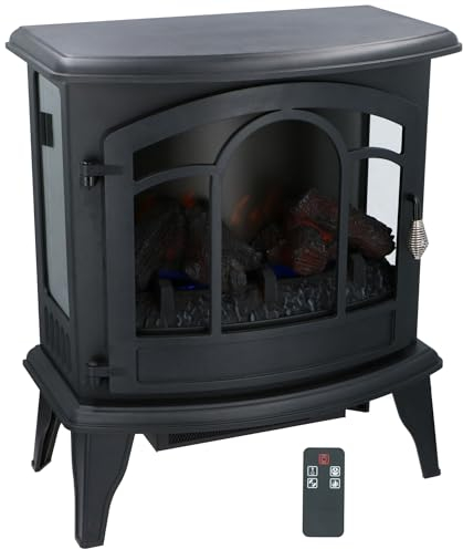 alpina Cheminée Électrique Vicenza 2000W – Cheminée Décorative avec Effet de Flamme 3D LED - Chauffage avec Télécommande, Minuterie et Protection Anti-Surchauffe – Noir