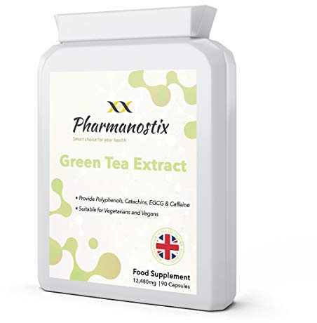 Green Tea Extract Supplement (12,480mg) - 90 Capsules - Providing Polyphenols, Catechins and EGCG - Manufactured in UK to GMP Standards- Pharmanostix