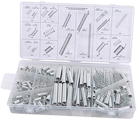Liovns Mdingbao-Tension spring Spring Assortment Set Compression Extension Springs Coil Spring Tension Spring Pressure Kit With Storage Box, 200pcs, Strong stretching ability