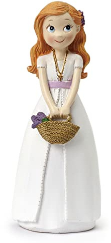 Mopec Figur Kuchen Mädchen Kommunion Korb Blumen, Unico, Weiß