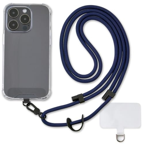 Golifyne Handykette Universal Handyband zum Umhängen - Navy Blau | Handykette zum Schutz vor Verlust mit 2 Tether-Tabs aus TPU & Nylon. Für iPhone, Samsung und Smartphones mit Vollschutzhülle.