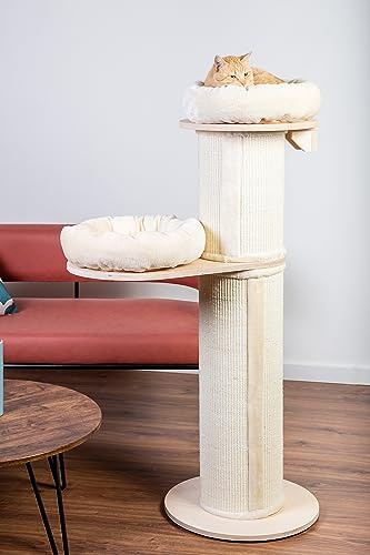 Natural Paradise – Kratzsäule Jasmine | Mit Wandbefestigung (L, Creme) | Kratzbaum | Höhe: 136 cm