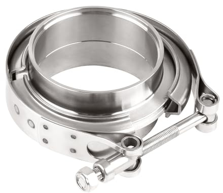 DOCAS 1pc Ø 63.5mm(2.5) V-Band Klemme + Flansche komplett Edelstahl Extra Turbo Schlauch,Edelstahl V Band Schelle Set Turbo Abgasanlage Schnellverschluß