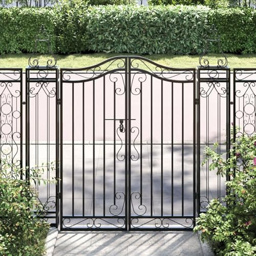 Tidyard Garden gate black 121x8x100 cm wrought iron Model363431