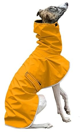 VOODUE hunderegenmantel Italienische Windhund-Kleidung, wasserdichter Whippet-Mantel, Winter, verstellbare Windhund-Kleidung, Winter-warme Fleece-Kleidung, warme Jacke for Hunde (Color : GELB, Size