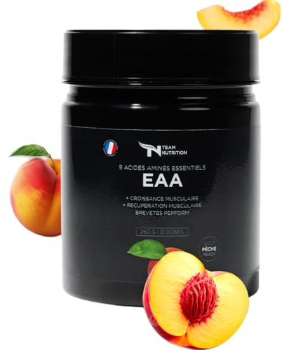 EAA TEAM NUTRITION | EAA Complex avec 9 Acides Aminés Essentiels | Assimilation Optimal | Sans Aspartame | 250g | Favorise Développement Masse Musculaire | - MARQUE FRANÇAIS