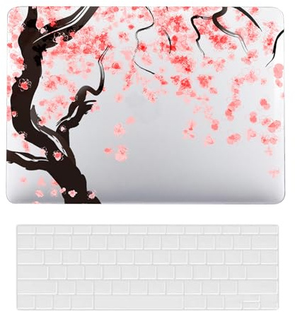 Laptop Hülle für MacBook Air 13 Zoll Modell A1932 A2179 A2337 M1 mit Retina Display and Touch ID 2020 2019 2018 Freisetzung, Plastik Schützend Hartschale Case & Tastaturschutz, Rosa Blumen