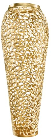 Vase Abstract Leaf 90cm - Gold - Metall-Aluminium-Legierung Blättermuster | Montiert, vielseitig einsetzbar, handgefertigtes Unikat, organische Form, für Trockenblumen oder Zweige, XXL-Bodenvase