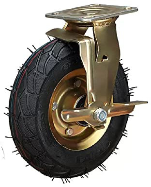 Lenkrollen, drehbar, 1 × Trolley-Rollen, aufblasbare Räder, 8 Zoll, 10 Zoll, Hochleistungs-Lenkrollen, 300 kg, Gummi, geräuschlos, vibrationshemmend, Lenkrollen mit Bremse für Fabriken und die Landwir