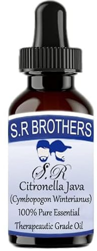 S.R Brothers Huile essentielle de citronnelle Java (Cymbopogon Winterianus) pure et naturelle de qualité thérapeutique (100 ml)
