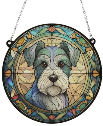 Schnauzer Stained Glass Effect Suncatcher Gift for Dog Lovers - 13cm