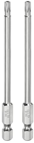 QUARKZMAN 2Pcs T20 Bit de Seguridad Torx 1/4 Vástago Hexagonal Acero S2 | Estrella Destornillador Torx Cabeza con Agujero de Conductor, 4 Largo, Magnético, Resistentes a Manipulaciones