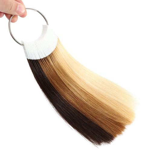 Échantillons de cheveux humains pour test de couleur 5 nuances de niveau différent Échantillons naturels pour salon Anneaux de Couleur 30 pièces 8 Pouces